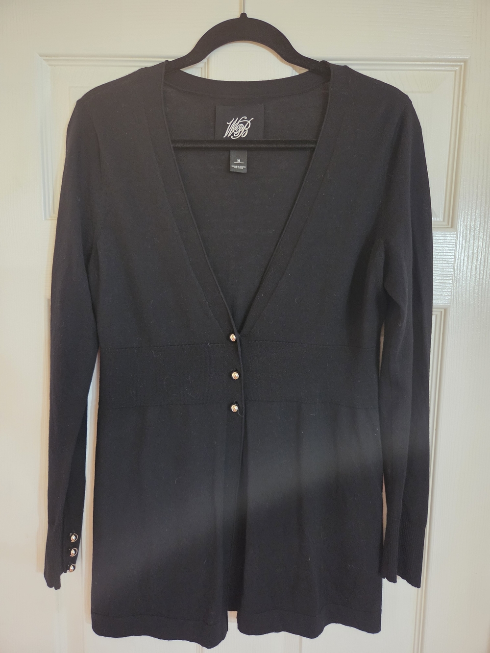 Black Long Sleeve Button Front Cardigan